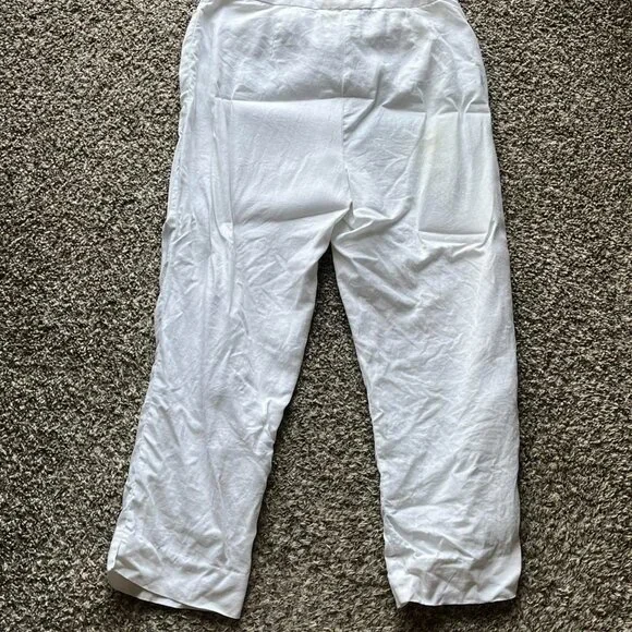 Jones New York White Linen Pants Wmn 8 Summer Wide Leg Outdoors Breathable Flowy - Picture 6 of 7